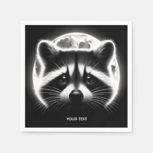 Fantasy Cute Racoon Face Moon Napkins
