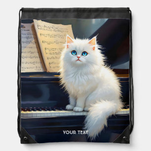 Fantasy Cute Ragdoll Cat On Piano Drawstring Bag