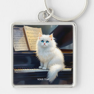 Fantasy Cute Ragdoll Cat On Piano Keychain