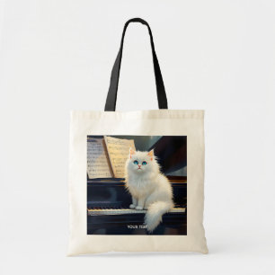 Fantasy Cute Ragdoll Cat On Piano Tote Bag