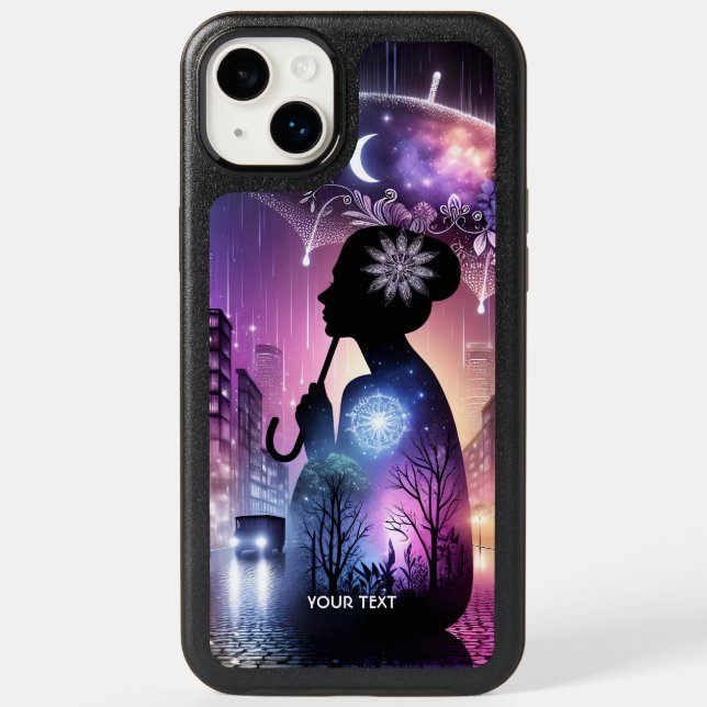 Fantasy Cute Rain Night Umbrella Otterbox iPhone Case (Back)