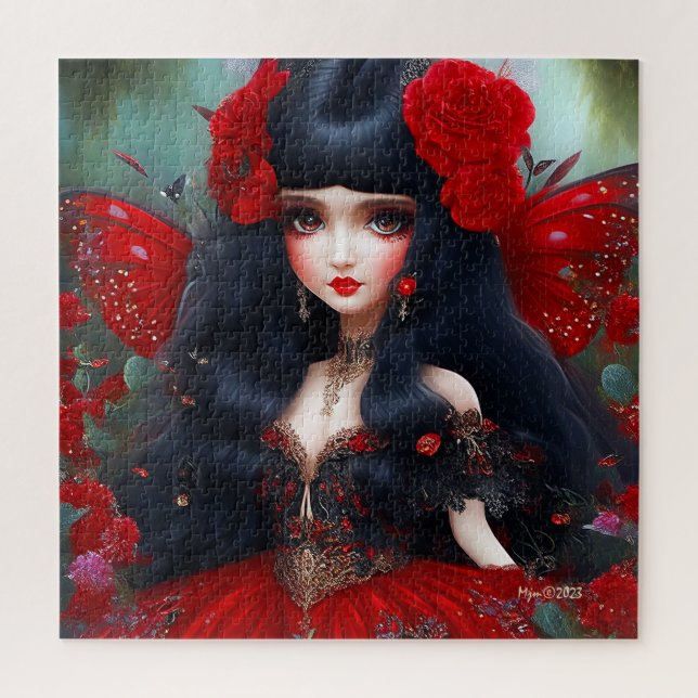 Fantasy Cute Red Fairy Princess Jigsaw Puzzle (Vertical)
