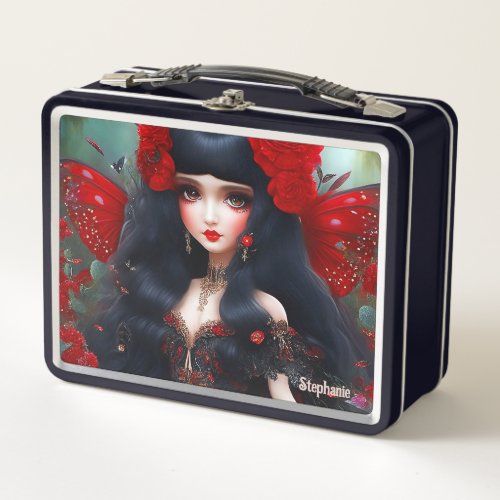 Fantasy Cute Red Fairy Princess Metal Lunch Box