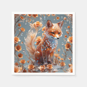 Fantasy Cute Red Glass Fox Napkins