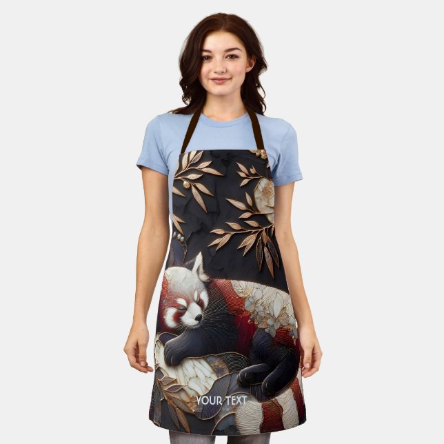 Fantasy Cute Red Panda Art Apron (Worn)