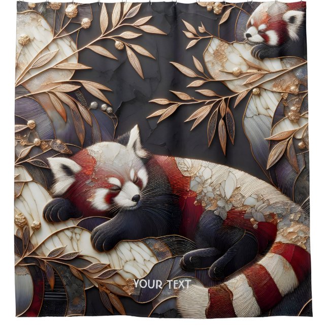 Fantasy Cute Red Panda Art Shower Curtain (Front)