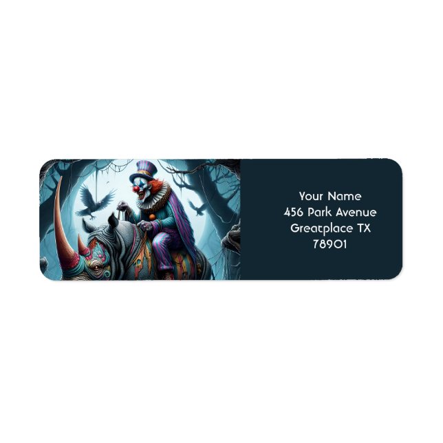 Fantasy Cute Rhino Clown Trees Label (Front)