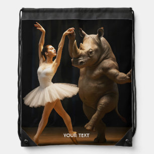 Fantasy Cute Rhino Dancer Ballerina Drawstring Bag