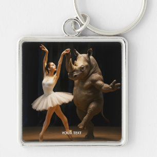 Fantasy Cute Rhino Dancer Ballerina Keychain