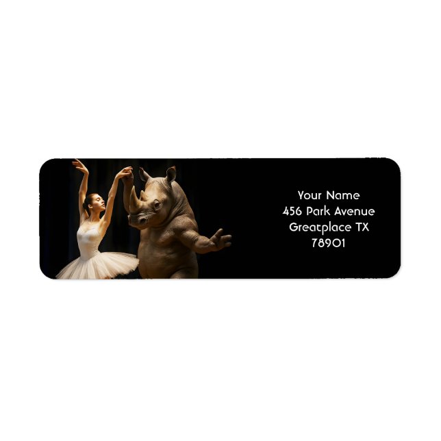 Fantasy Cute Rhino Dancer Ballerina Label (Front)