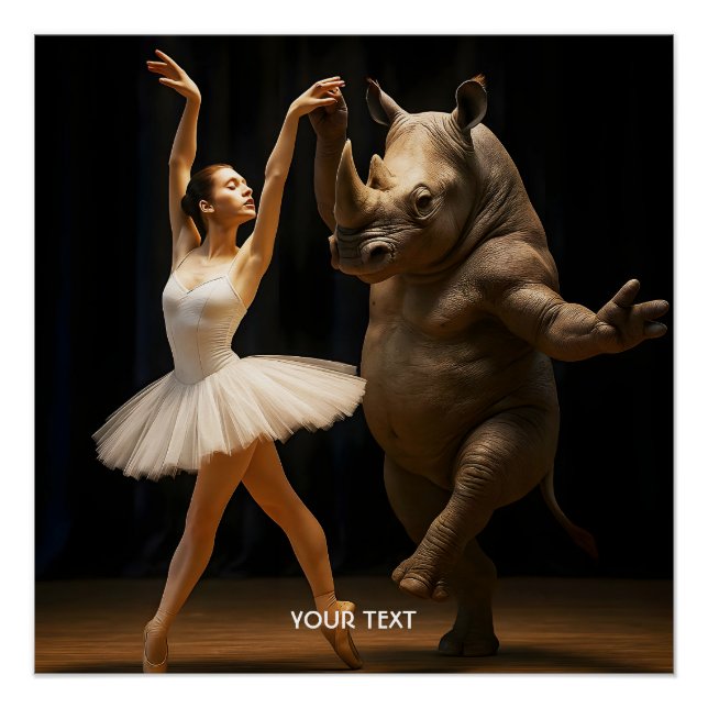 Fantasy Cute Rhino Dancer Ballerina Poster (Front)