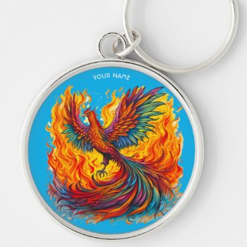 Fantasy Cute Rising Phoenix Flames Keychain by HumusInPita at Zazzle