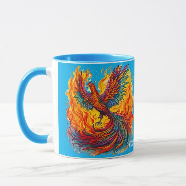 Fantasy Cute Rising Phoenix Flames Mug (Left)