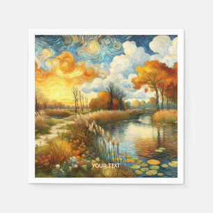 Fantasy Cute River Clouds Bridge Napkins