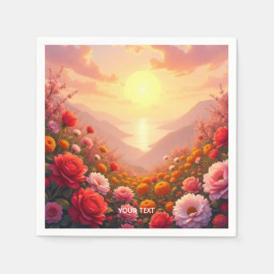 Fantasy Cute River Flowers Sunset Napkins