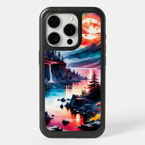 Fantasy Cute River Moon Sunset iPhone 15 Pro Case