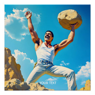 Fantasy Cute Rock Mountains Clouds Poster