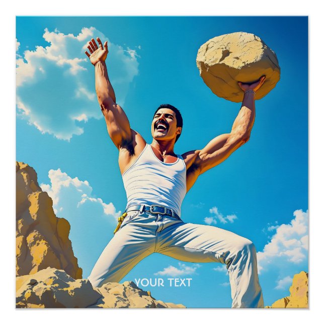 Fantasy Cute Rock Mountains Clouds Poster (Front)