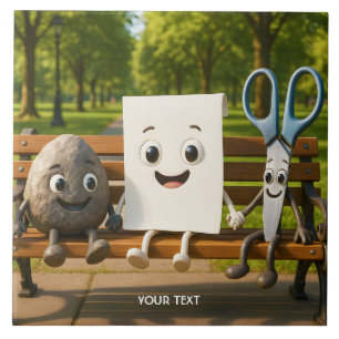 Fantasy Cute Rock Paper Scissors Ceramic Tile