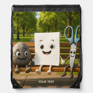 Fantasy Cute Rock Paper Scissors Drawstring Bag