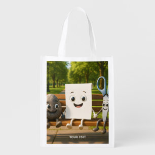 Fantasy Cute Rock Paper Scissors Grocery Bag