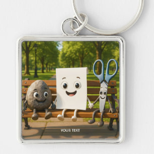 Fantasy Cute Rock Paper Scissors Keychain