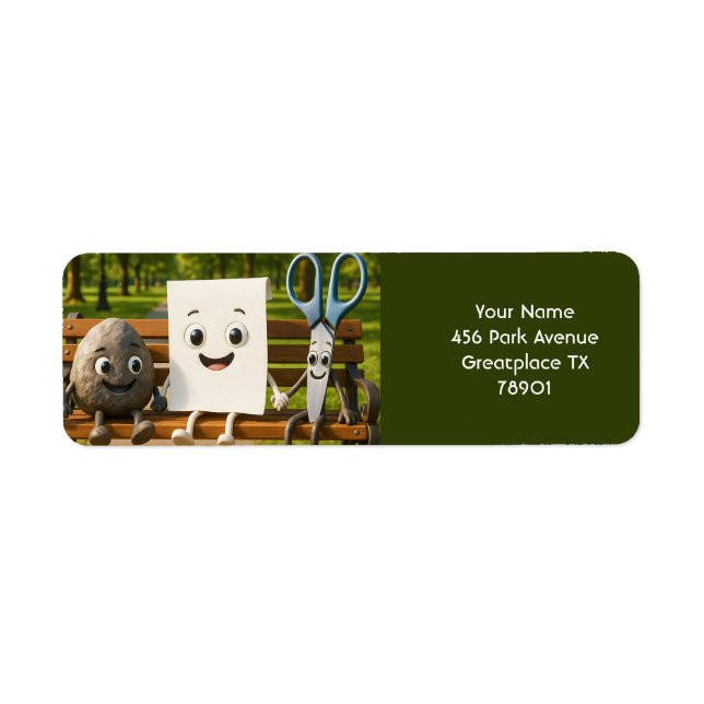 Fantasy Cute Rock Paper Scissors Label (Front)
