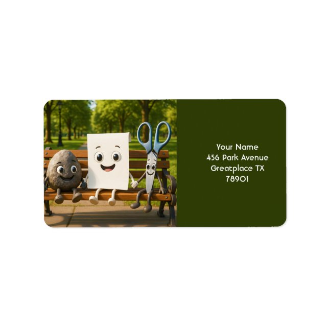 Fantasy Cute Rock Paper Scissors Label (Front)