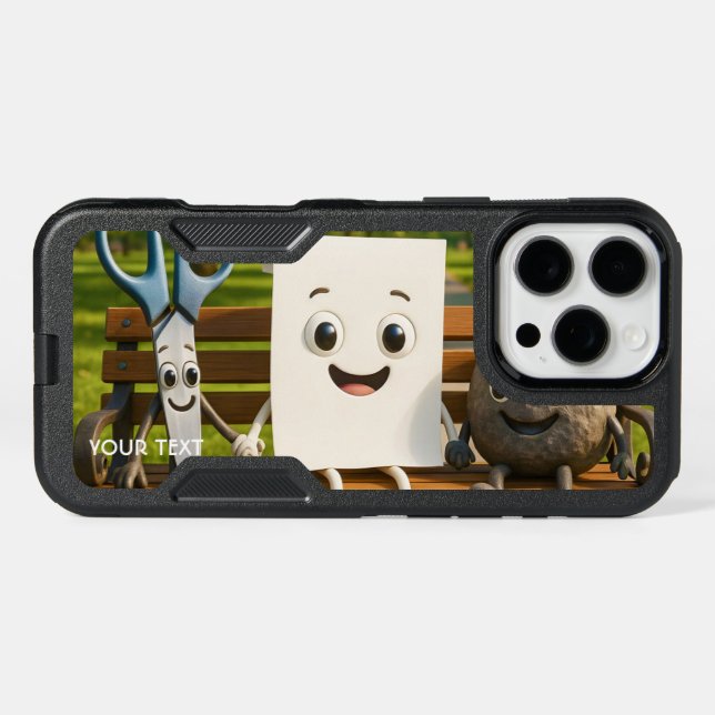 Fantasy Cute Rock Paper Scissors Otterbox iPhone Case (Back Horizontal)