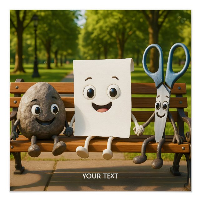 Fantasy Cute Rock Paper Scissors Poster (Front)