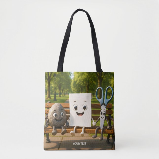 Fantasy Cute Rock Paper Scissors Tote Bag (Front)