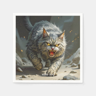 Fantasy Cute Rocks Angry Cat Napkins