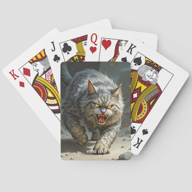 Fantasy Cute Rocks Angry Cat Poker Cards (Back)