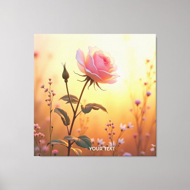 Fantasy Cute Rose Field Flowers Canvas Print (Front)