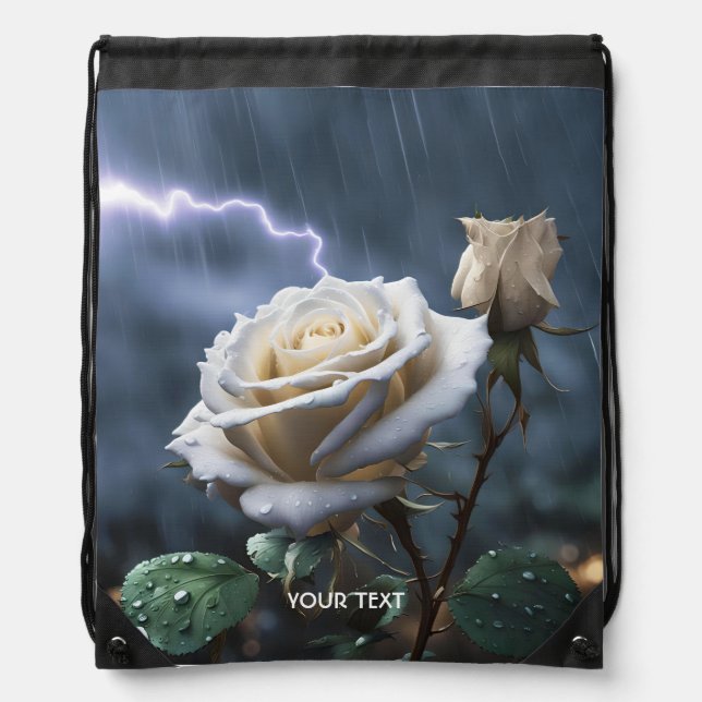 Fantasy Cute Rose Rain Lighting Drawstring Bag (Front)