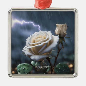 Fantasy Cute Rose Rain Lighting Metal Ornament by HumusInPita at Zazzle