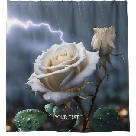 Fantasy Cute Rose Rain Lighting Shower Curtain