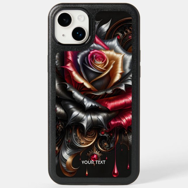 Fantasy Cute Rose Red Filigree Otterbox iPhone Case (Back)