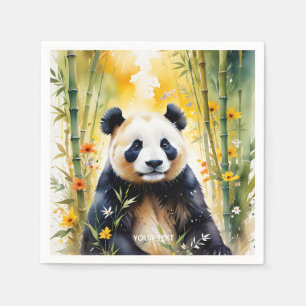 Fantasy Cute Sad Panda Forest Napkins