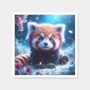 Fantasy Cute Sakura Panda Red Napkins