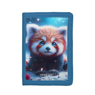Fantasy Cute Sakura Panda Red Tri-fold Wallet