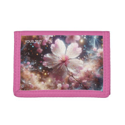 Fantasy Cute Sakura Pink Flowers Trifold Wallet