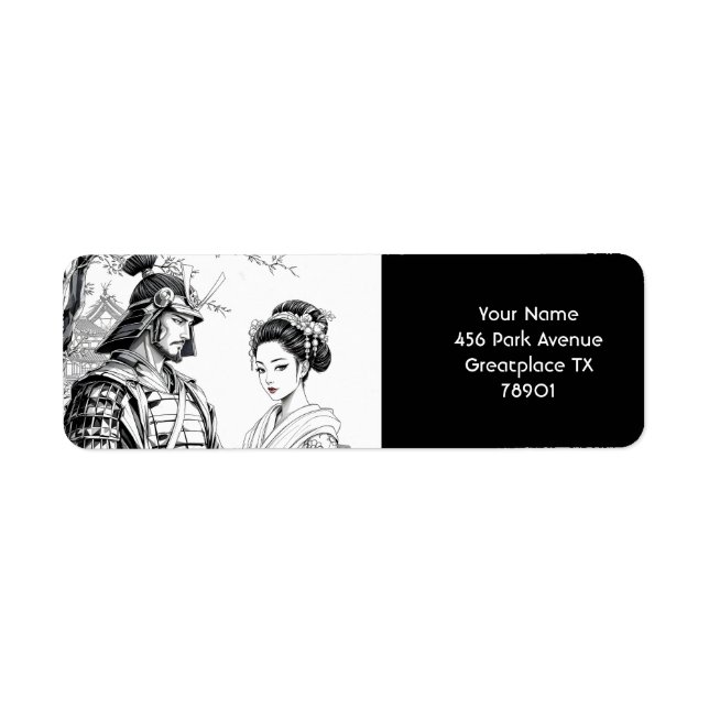 Fantasy Cute Samurai Geisha Pencil Label (Front)