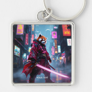 Fantasy Cute Samurai Red Panda Keychain