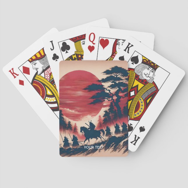 Fantasy Cute Samurai Sun Rising Poker Cards (Back)