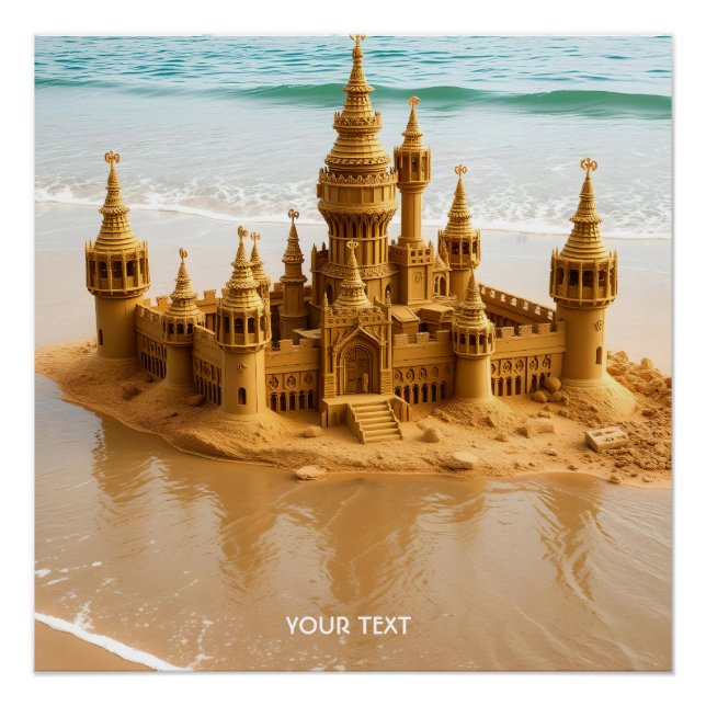 Fantasy Cute Sand Castle Beach Poster (Front)