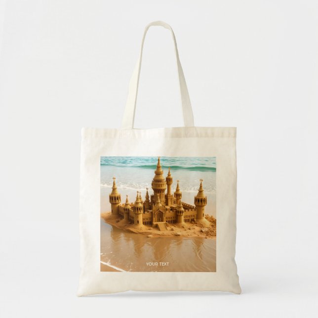 Fantasy Cute Sand Castle Beach Tote Bag (Front)
