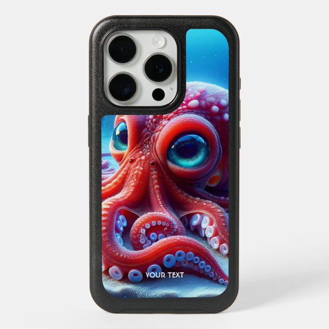 Fantasy Cute Sea Red Octopus iPhone 15 Pro Case (Back)