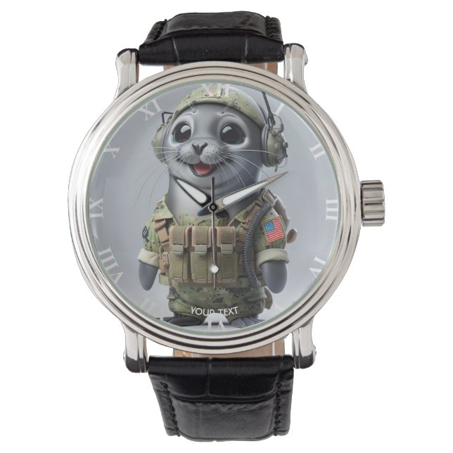 Fantasy Cute Sea Seal Warrior Watch (Front)