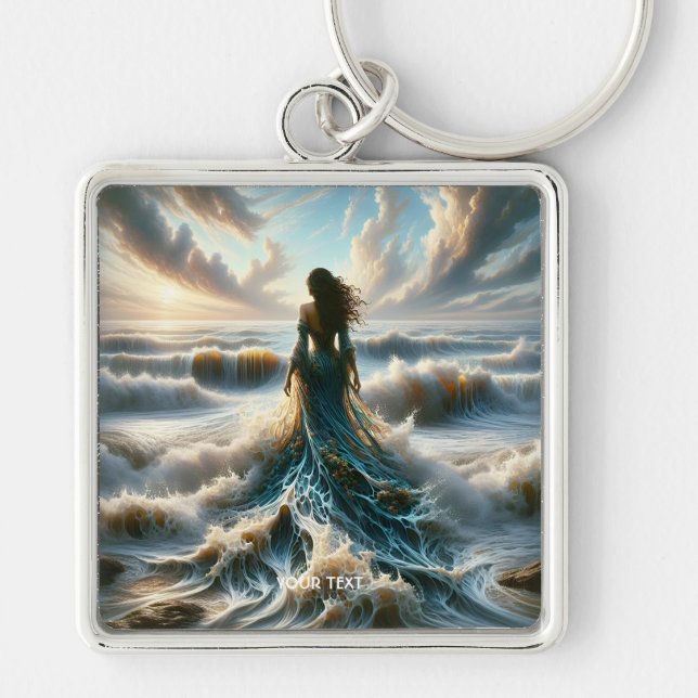 Fantasy Cute  Sea  Wave  Girl Keychain (Front)